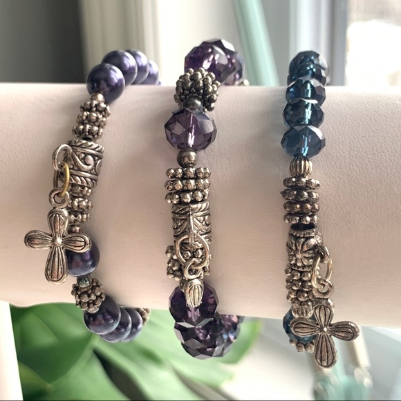 Swarovski Pearl & Czech Crystal Trio Bracelet Set - Picture 3 of 13